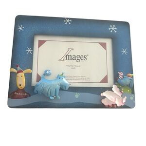EUC Images Blue Winter-Themed With Animals Photo Frame